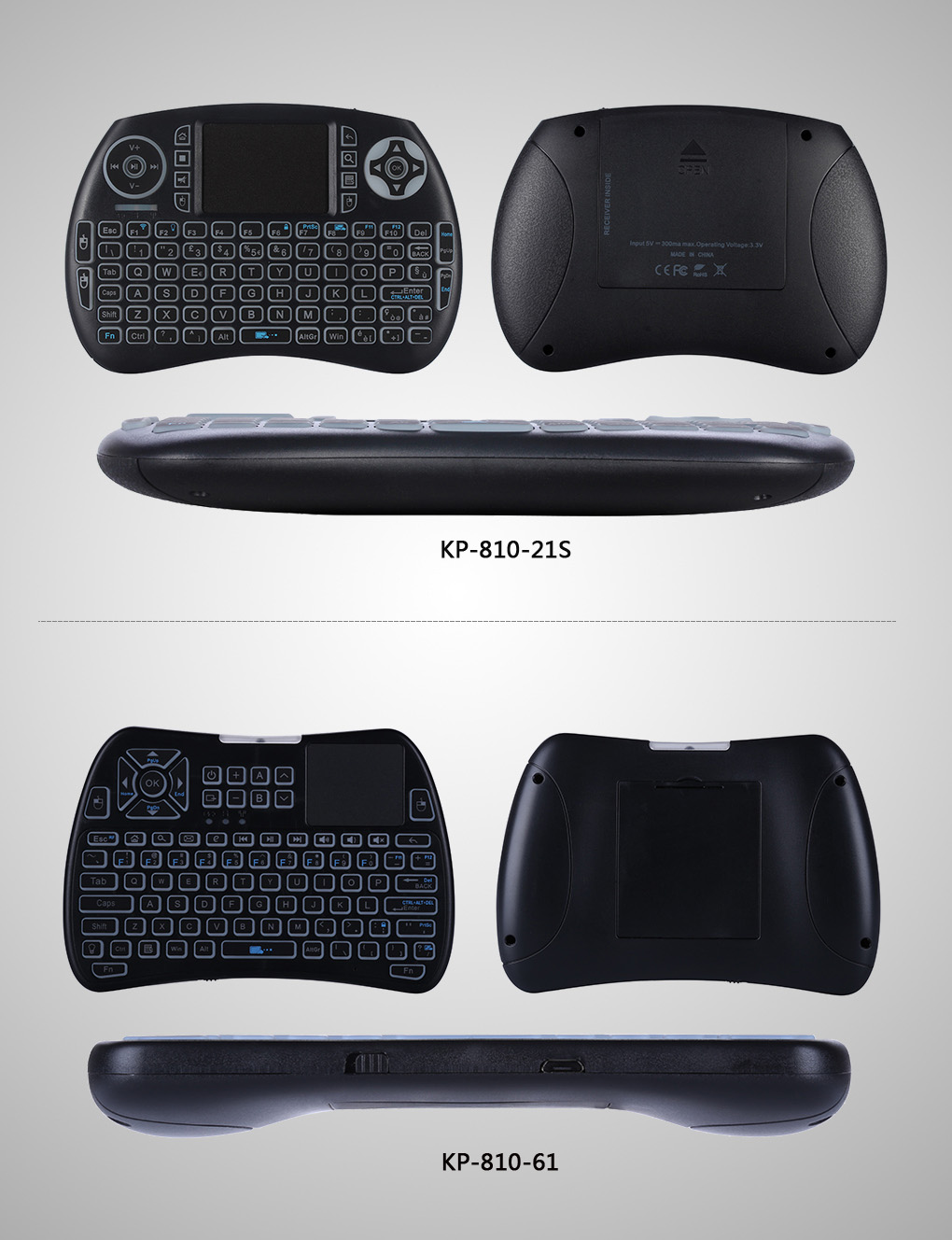 USB keyboard with touchpad and IR buttons