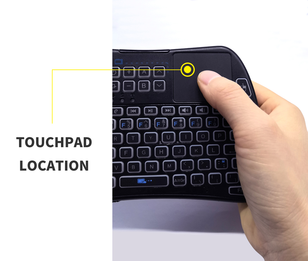 USB keyboard with touchpad and IR buttons