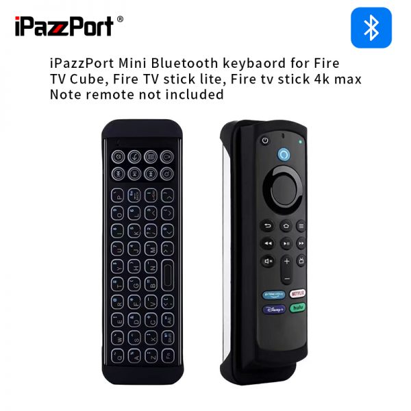 iPazzPort Mini Bluetooth Keyboard add to Alexa 2nd/3rd Gen Remote for  Firestick/Max/Lite/Cube Echo Show 15